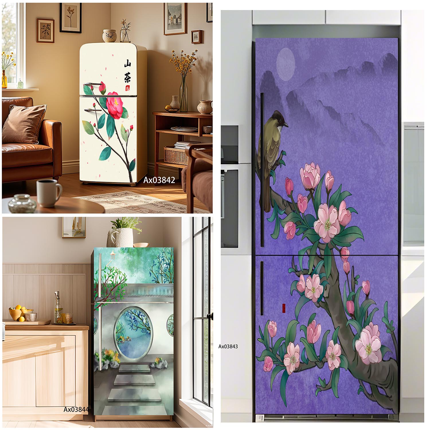 Full Cover Adhesive - Zen Garden View Fridge Sticker Easy-to-Apply