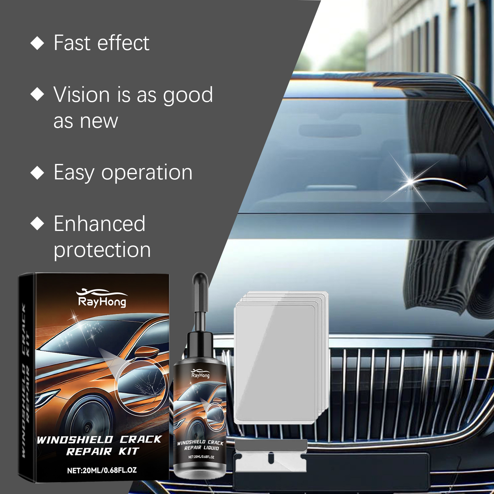 Car Windshield Crack Repair Re – обзор и цена Liquid Uv Glue Kit