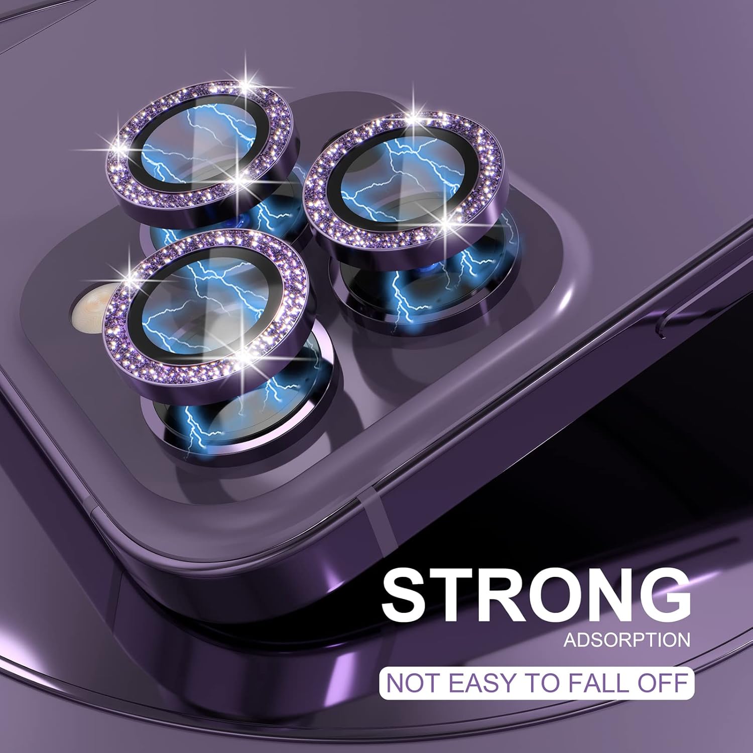 1Set Bling Glitter Purple Came – обзор и цена Tempered Glass Screen 9H