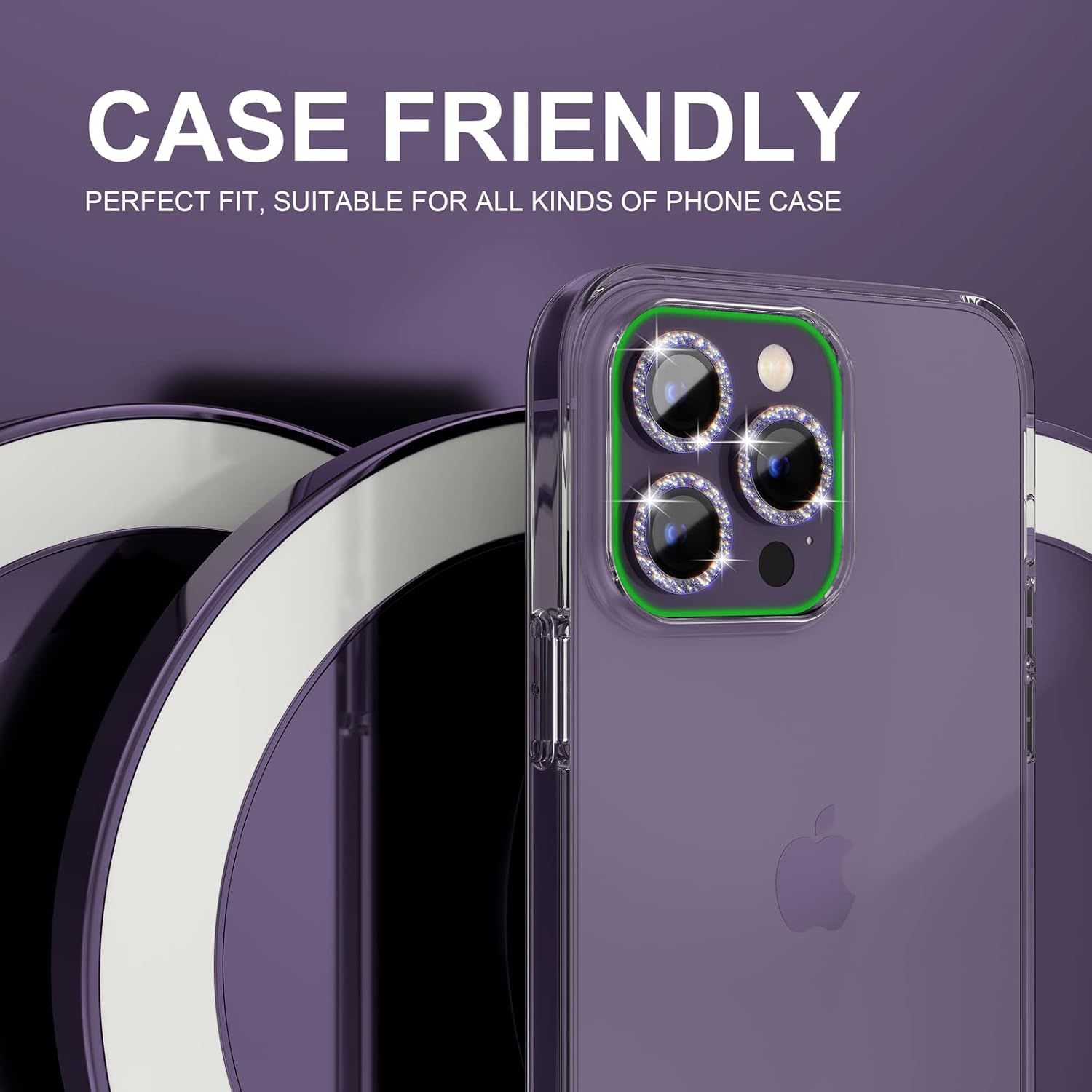 1Set Bling Glitter Purple Came – обзор и цена Tempered Glass Screen 9H
